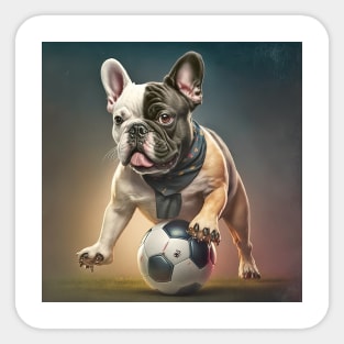 French Bulldog playing soccer Sticker